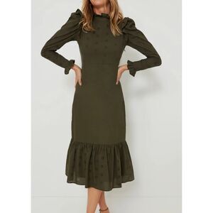 Tuckernuck Hyacinth House Regina green eyelet ruffle midi dress M